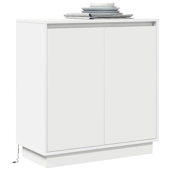 vidaXL LED Sideboard med hylde Hvid 71 x 34,5 x 75 cm Konstrueret tr&aelig;