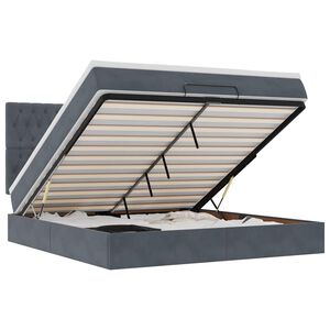 vidaXL osmannisk sengeramme med madrasser 160x200 cm fl&oslash;jl m&oslash;rkegr&aring;