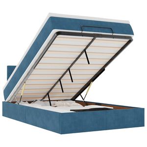 vidaXL ottoman seng med madras & LEDs 120x190cm fl&oslash;jl bl&aring;