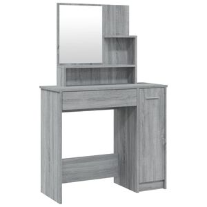 vidaXL makeupbord med spejl 86,5x35x136 cm gr&aring; sonoma-eg
