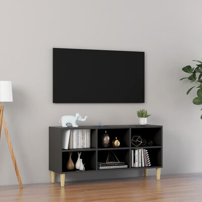 vidaXL tv-skab med massive træben 103,5x30x50 cm grå