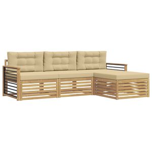 vidaXL Udend&oslash;rs sofagruppe 4 stk. Hvid og Beige Polyester