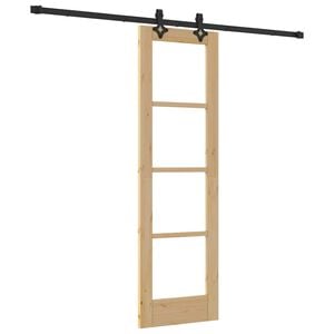 vidaXL Skyded&oslash;r Naturfarvet 61 x 198,5 cm Massivt fyrretr&aelig; og glas