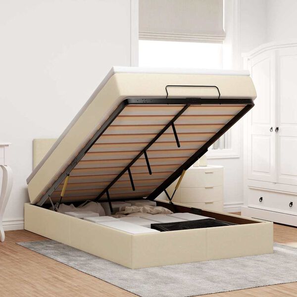 vidaXL osmannisk sengeramme med madras 120x190 cm stof cremefarvet