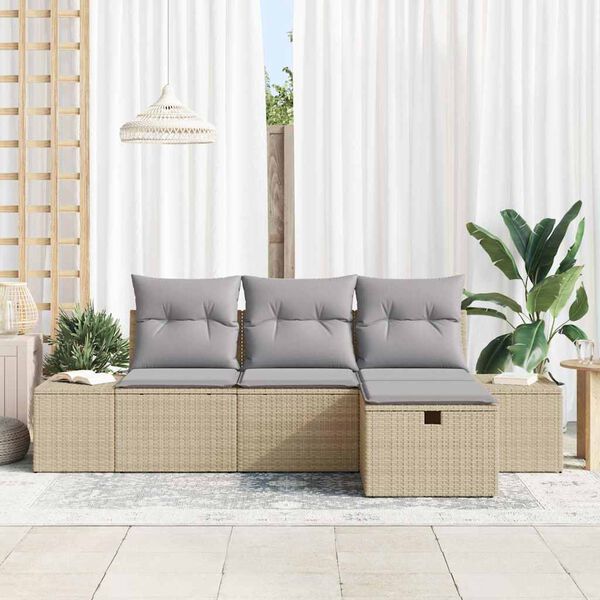 vidaXL Sofa Sæt med pude 4 pcs polyrattan