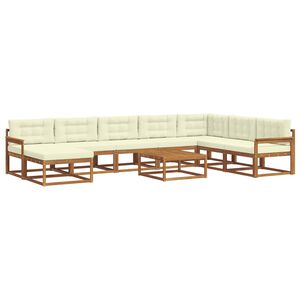 vidaXL Udend&oslash;rs sofagruppe med pude 9 pcs Naturlig og Fl&oslash;de