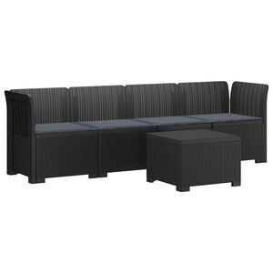 vidaXL 4-personers have-sofa med puder i rattan-look PP Antracit