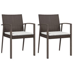vidaXL havestole med hynder 2 stk. 56,5x57x83 cm polyrattan brun