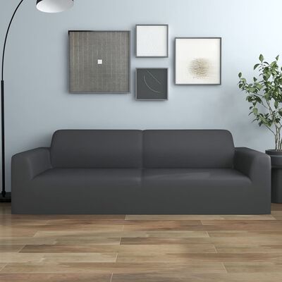 vidaXL elastisk 3-personers sofabetræk polyesterjersey antracitgrå