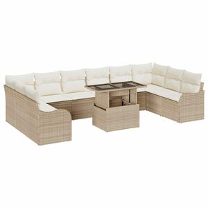 vidaXL Havesofa S&aelig;t med pude 11 pcs Beige Poly rattan