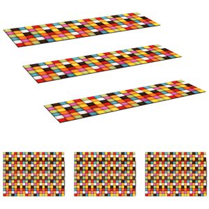 vidaXL Trinm&aring;tter 15 stk. 76 x 20 cm Farverigt blokm&oslash;nster Polyester