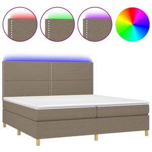 vidaXL kontinentalseng med LED-lys 200x200 cm stof gr&aring;brun