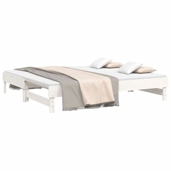 vidaXL daybed med udtræk 2x(90x190) cm massivt fyrretræ hvid