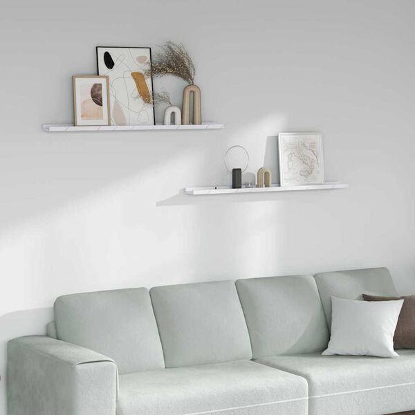 vidaXL V&aelig;ghylde 2 pcs Hvid marmor 100 x 9 x 3 cm Konstrueret tr&aelig;