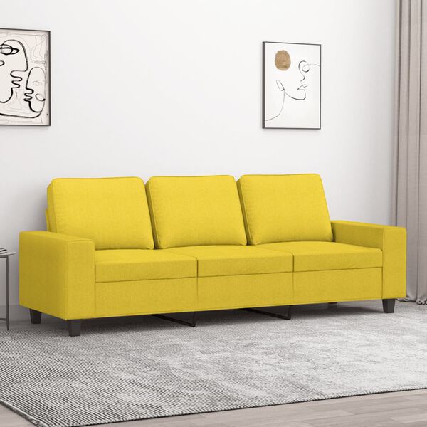 vidaXL 3-personers sofa 180 cm stof lysegul