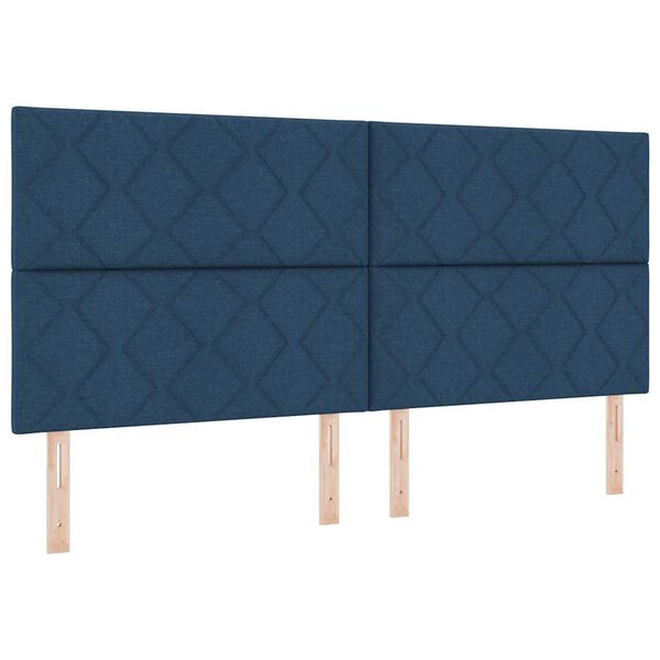 vidaXL Box spring seng med madras med LED Bl&aring; 200 x 200 cm Stof