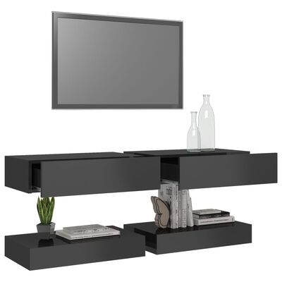 vidaXL tv-borde med LED-lys 2 stk. 60x35 cm grå højglans