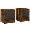 vidaXL sengeborde 2 stk. med glasl&aring;ger 35x37x42 cm r&oslash;get egetr&aelig;sfarve