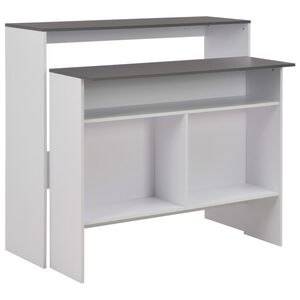 vidaXL barbord med 2 bordplader 130x40x120 cm hvid og gr&aring;