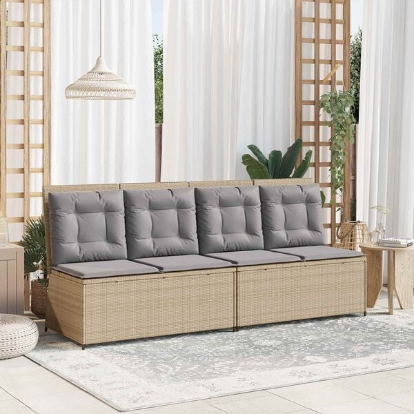 vidaXL Haveb&aelig;nk Beige polyrattan