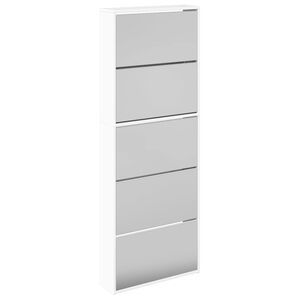 vidaXL skoskab med spejl og 5 hylder 63x17x169,5 cm hvid h&oslash;jglans
