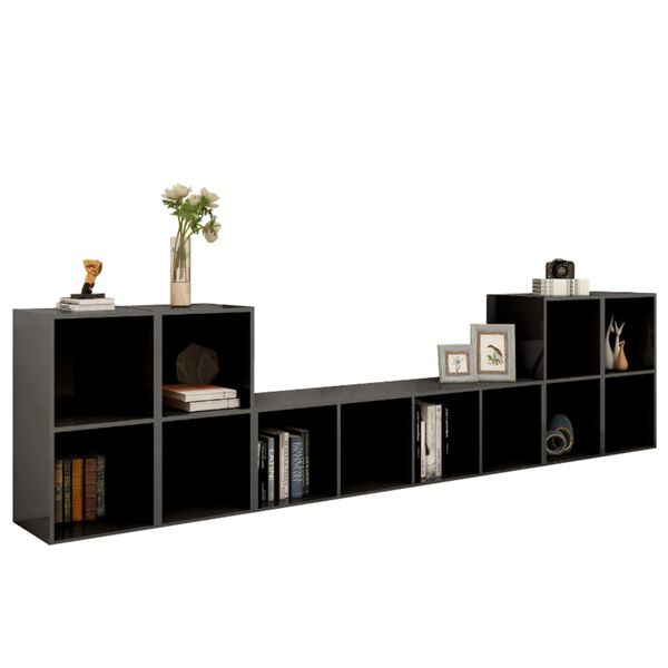 vidaXL tv-skabss&aelig;t 5 dele konstrueret tr&aelig; gr&aring; h&oslash;jglans