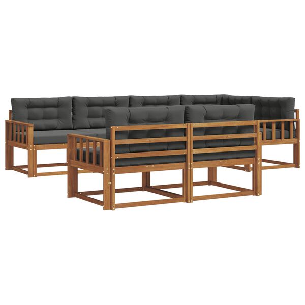 vidaXL Udend&oslash;rs sofagruppe med pude 7 pcs Naturlig og Antracit