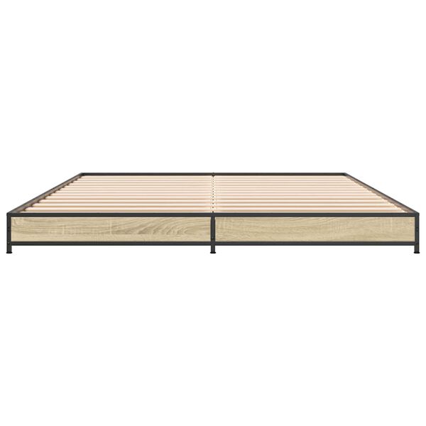 vidaXL sengestel 120x200 cm konstrueret tr&aelig; og metal sonoma-eg