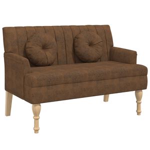 vidaXL b&aelig;nk med rygl&aelig;n 113x64,5x75,5 cm imiteret ruskind brun