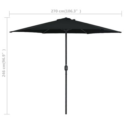 vidaXL udendørs parasol med aluminiumsstang 270x246 cm sort