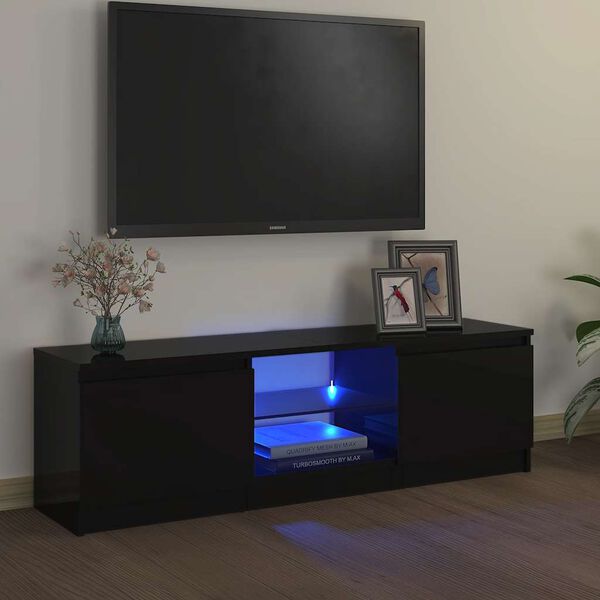 vidaXL tv-skab med LED-lys 120x30x36 cm sort