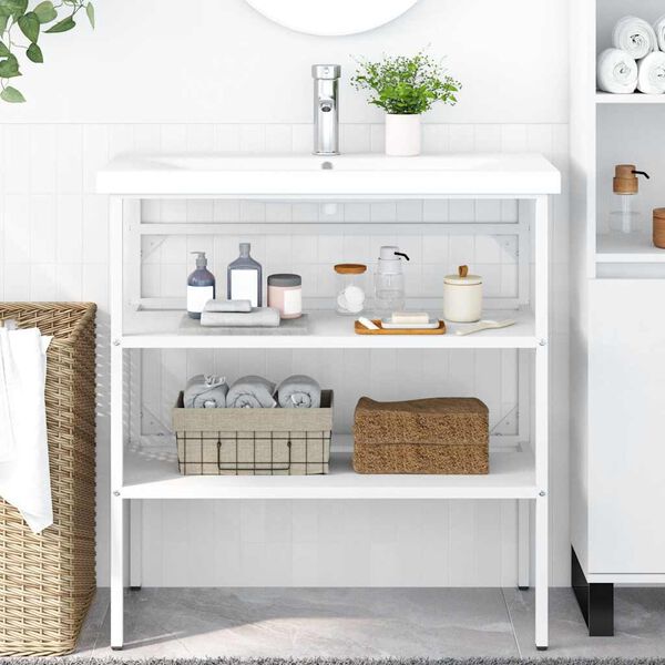 vidaXL badev&aelig;relsesm&oslash;bel til h&aring;ndvask 79x38x83 cm jern hvid