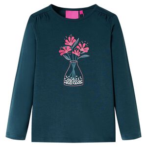 Lang&aelig;rmet T-shirt til b&oslash;rn str. 116 m&oslash;rkegr&oslash;n