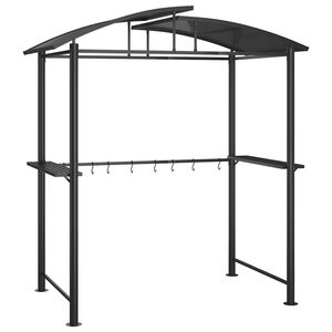 vidaXL grillpavillon med sidehylder 210x114x230 cm st&aring;l antracitgr&aring;