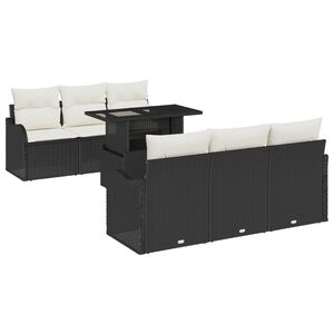 vidaXL Havesofa S&aelig;t med pude 7 pcs Sort Poly rattan