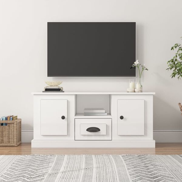 vidaXL tv-bord 100x35,5x45 cm konstrueret træ hvid højglans