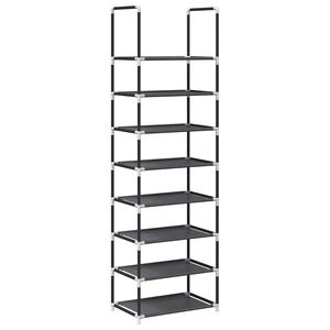 vidaXL skostativ 8-etagers 44x28x145 cm ikke-v&aelig;vet stof sort