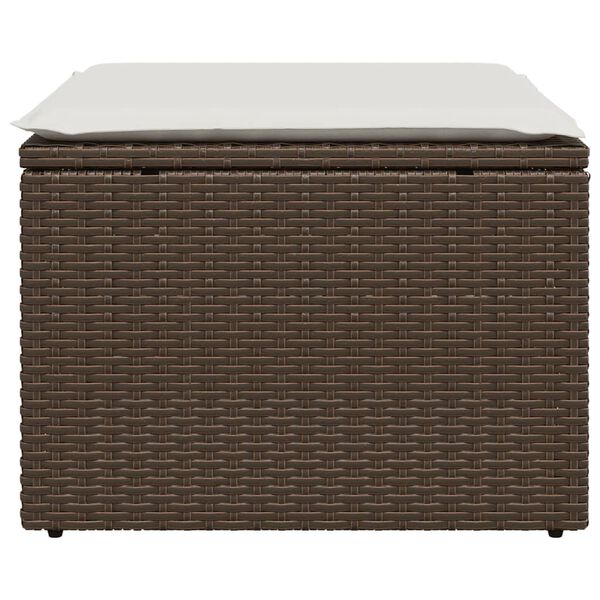 vidaXL haveskammel med hynde 55x55x37 cm polyrattan brun