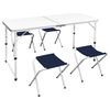 vidaXL campingbord og 4 klapstole h&oslash;jdejust&eacute;rbart 120 x 60 cm