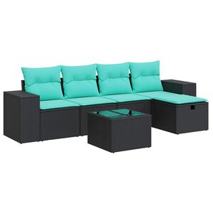 vidaXL sofas&aelig;t til haven 6 dele med hynder polyrattan sort