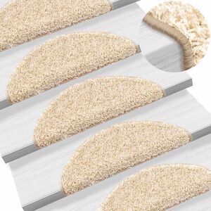 vidaXL trappem&aring;tter 15 stk. 56x17x3 cm cremefarvede halvrund