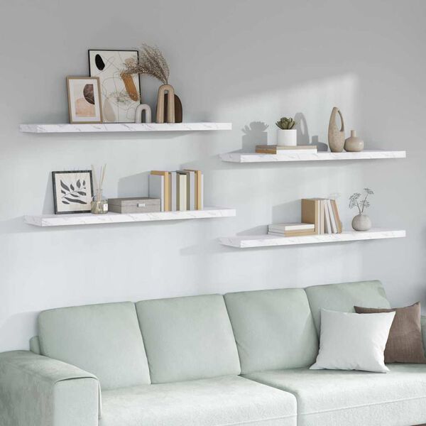 vidaXL V&aelig;ghylde 4 pcs Hvid marmor 120 x 23,5 x 4 cm Konstrueret tr&aelig;