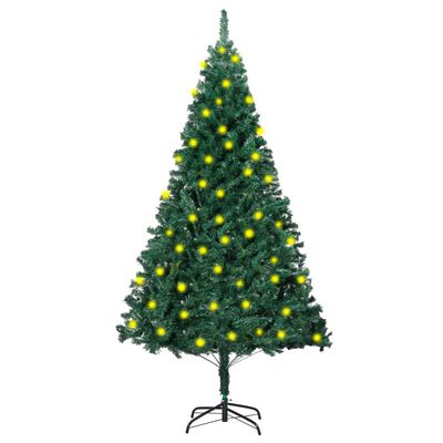 vidaXL kunstigt juletræ med tykke grene og lys 180 cm grøn