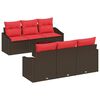 vidaXL Sofa S&aelig;t 7 stk. 3-Antal s&aelig;der Brun og R&oslash;d polyrattan