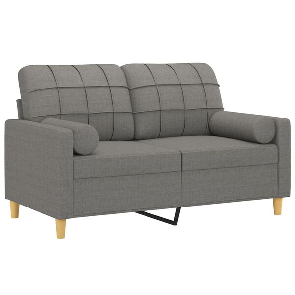 vidaXL 2-personers sofa med puder og hynder 120 cm stof mørkegrå