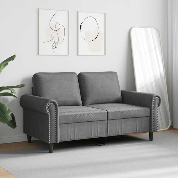 vidaXL 2-personers sofa 120 cm velour m&oslash;rkegr&aring;