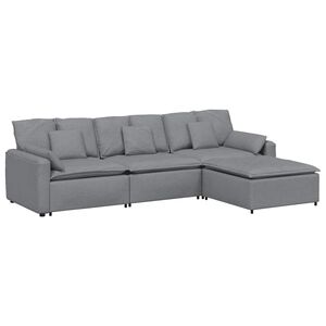 vidaXL modulsofa med fodskammel og hynder lysegr&aring;