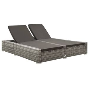 vidaXL dobbelt solseng polyrattan gr&aring;