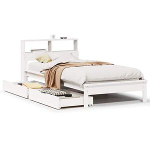 vidaXL seng med reol uden madras 90x190 cm massivt fyrretr&aelig; hvid