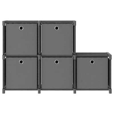 vidaXL displayreol med 5 rum og kasser 103x30x72,5 cm stof grå